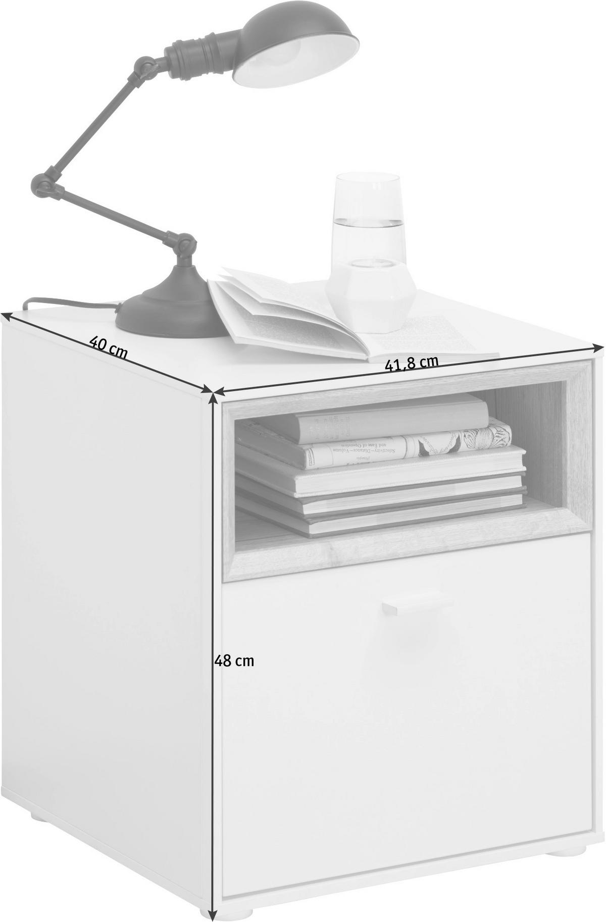 NACHTTISCH 41,8/48/40 cm  in Weiss, Eichefarben  - Weiss/Eichefarben, Design, Holzwerkstoff/Kunststoff (41,8/48/40cm) - Hom`in
