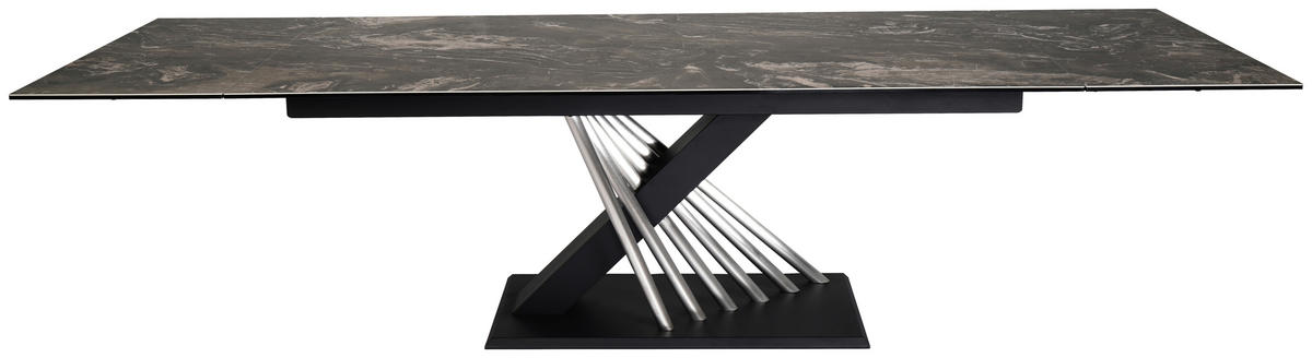 ESSTISCH 200-300/100/76 cm  Metall, Glas, Keramik ausziehbar rechteckig Schwarz, Edelstahlfarben  - Edelstahlfarben/Schwarz, Design, Glas/Keramik (200-300/100/76cm) - Belluti