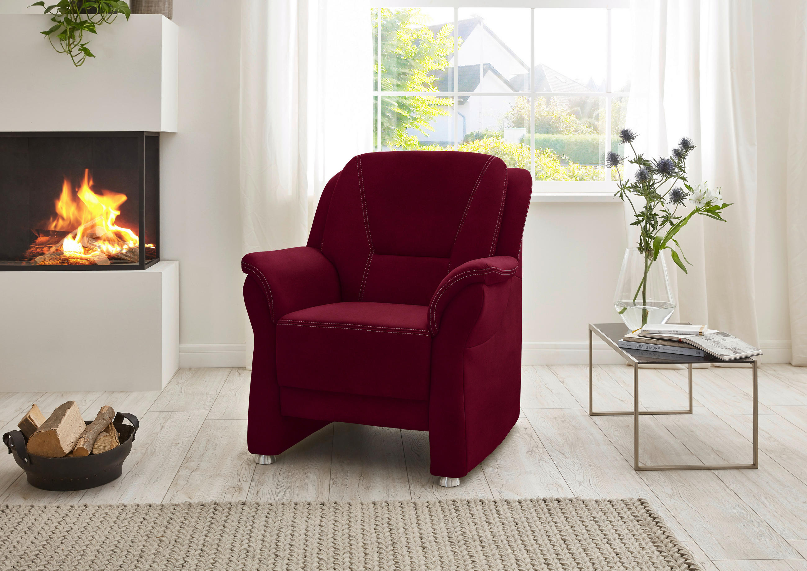 SESSEL in Mikrofaser Rot  - Beige/Rot, Konventionell, Textil/Metall (90/100/89cm) - Beldomo Comfort