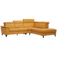 ECKSOFA in Echtleder Gelb  285/239 cm  - Gelb/Schwarz, Design, Leder/Metall (285/239cm) - Cantus