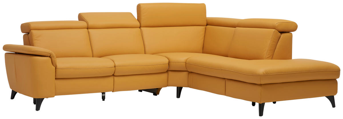ECKSOFA  in Echtleder Gelb  285/239 cm  - Gelb/Schwarz, Design, Leder/Metall (285/239cm) - Cantus