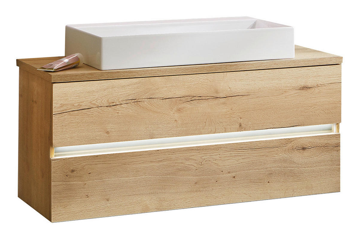 MOSDÓSZEKRÉNY MOSDÓVAL  - fehér, Modern, faalapú anyag/kerámia (121cm) - Dieter Knoll