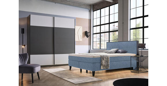 BOXSPRINGBETT 160/200 cm  in Blau  - Blau/Schwarz, Design, Holz/Textil (160/200cm) - Hom`in