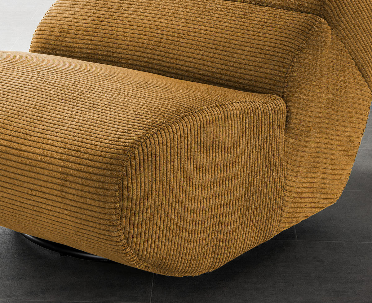 SESSEL in Cord Goldfarben  - Goldfarben/Schwarz, Design, Textil/Metall (74/85/105cm) - Livetastic