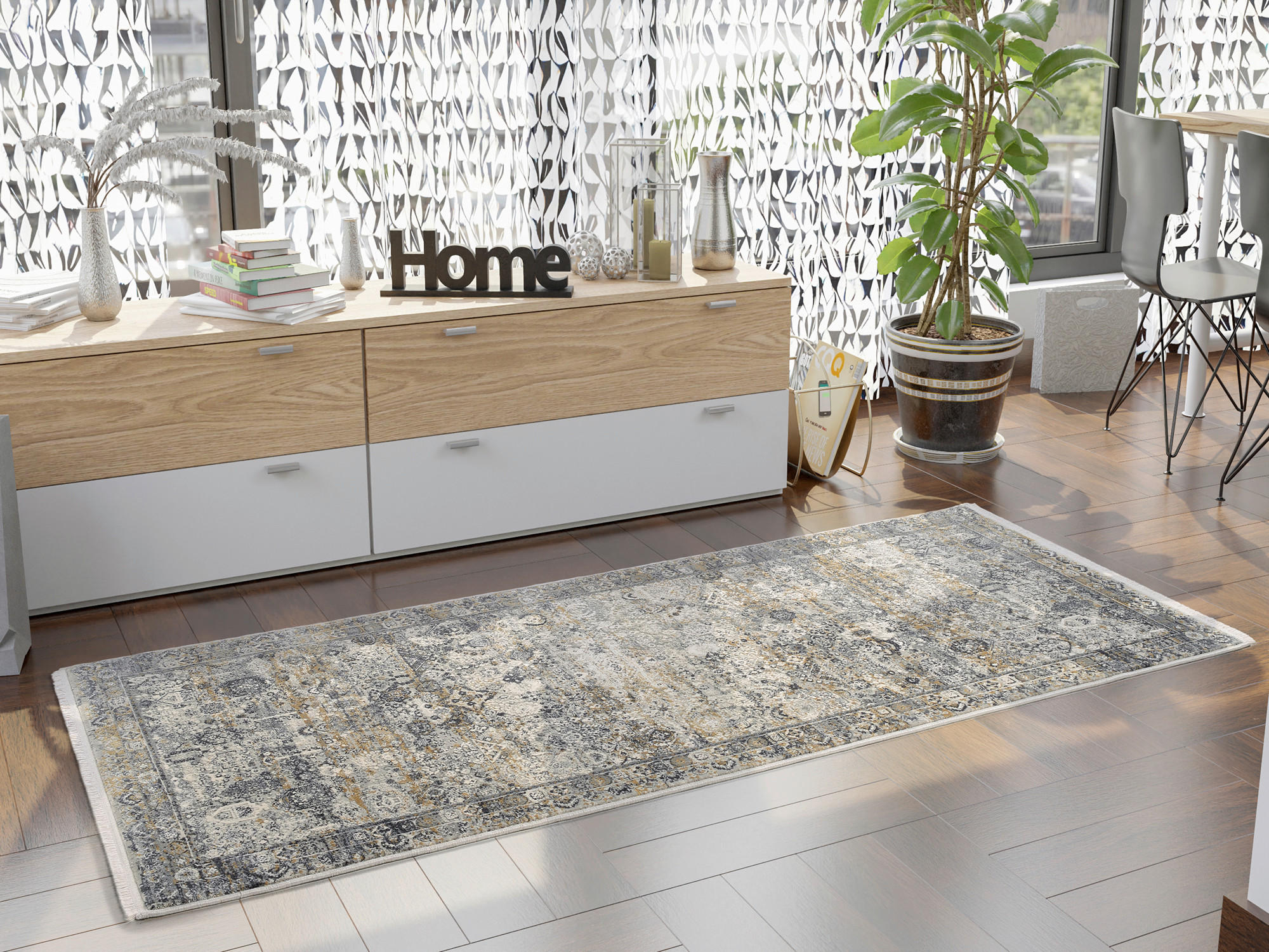 LÄUFER 80/300 cm Toulon Grau, Goldfarben - Goldfarben/Grau, LIFESTYLE, Textil (80/300cm) - Dieter Knoll