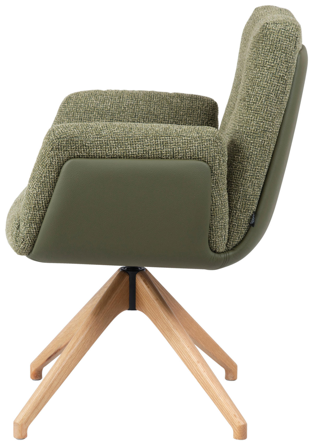 ARMLEHNSTUHL  Sitzfläche 360° drehbar, automatische Rückholfunktion Webstoff  Grün, Eichefarben  - Eichefarben/Grün, Design, Holz/Textil (62/89/66,5cm) - Johann Jakob