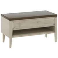 GARDEROBENBANK  in 100,2/54,2/44,6 cm  - Greige/Eichefarben, Natur, Glas/Leder (100,2/54,2/44,6cm) - Voglauer
