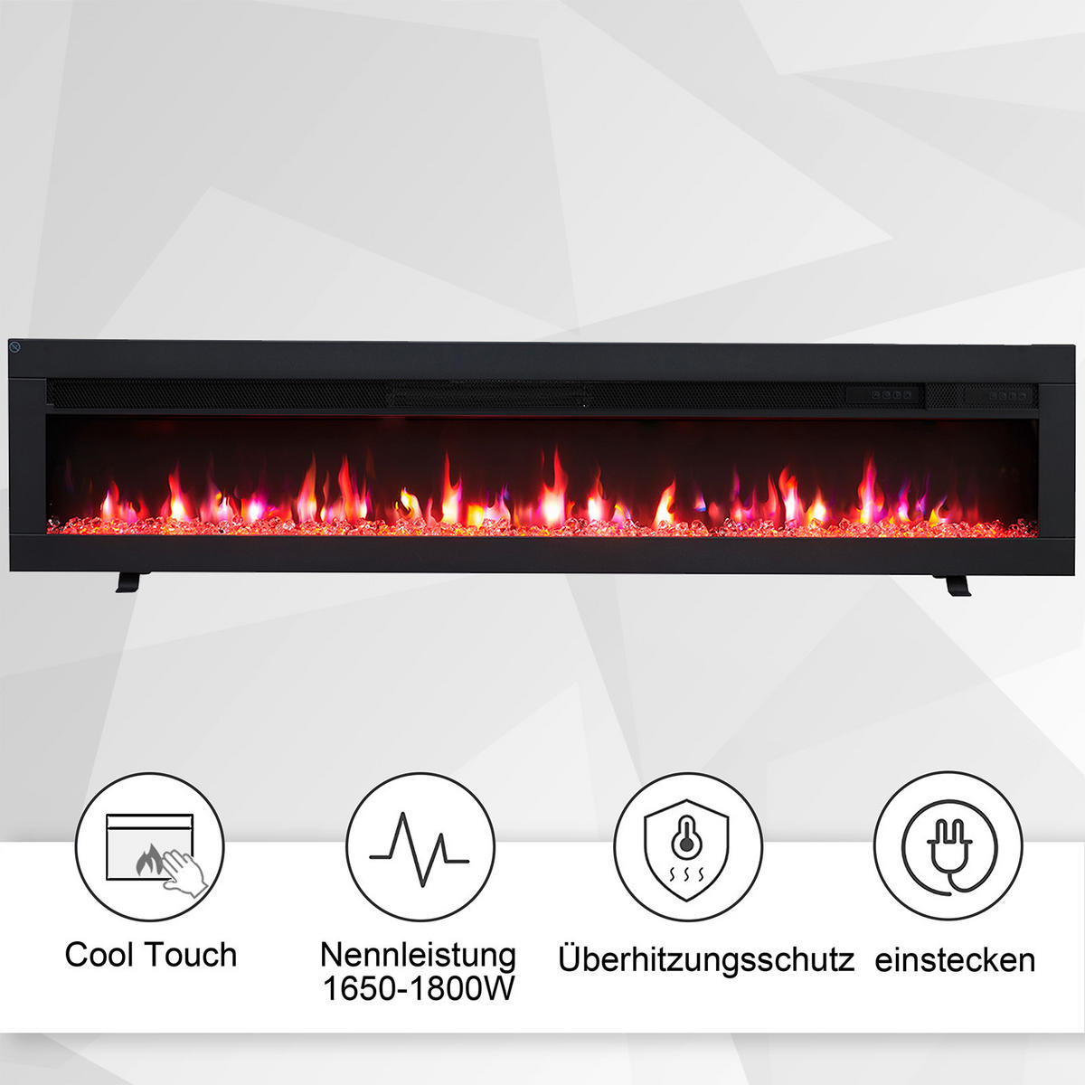 ELEKTROKAMIN - Schwarz, Basics, Metall (152/33/11cm)