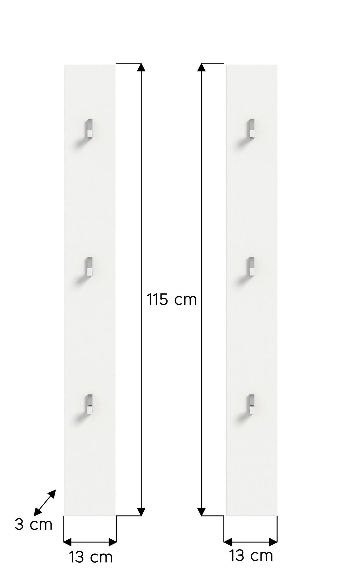 GARDEROBENPANEEL  in  - Weiß Hochglanz/Weiß, Design, Holzwerkstoff (13cm) - Livetastic