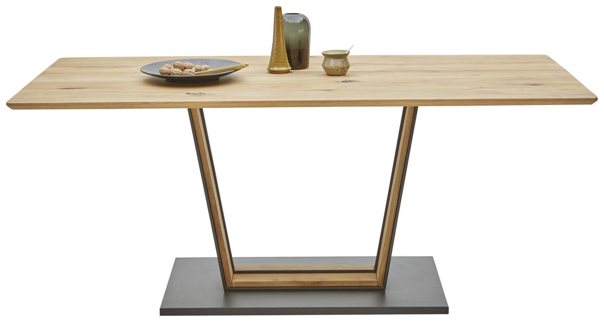 ESSTISCH in Holz, Metall 140/90/77 cm  - Eichefarben/Schwarz, Natur, Holz/Metall (140/90/77cm) - Valnatura