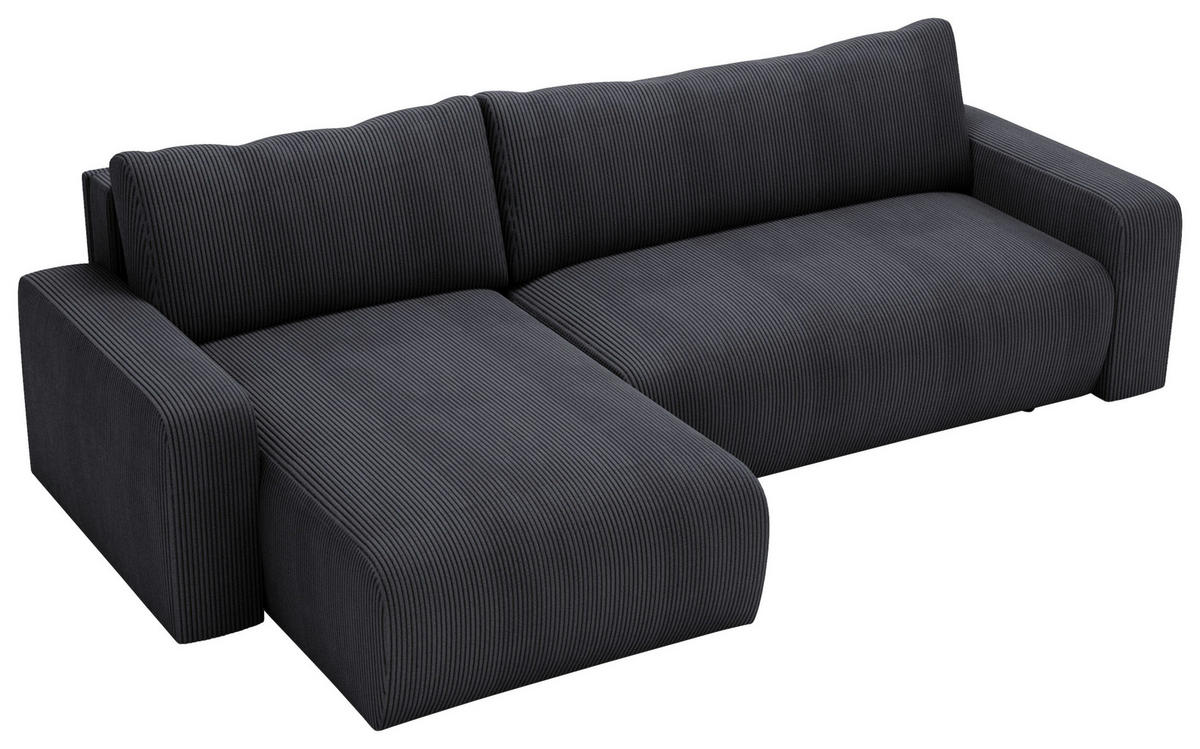 ECKSOFA in Cord Graphitfarben  - Schwarz/Graphitfarben, Modern, Kunststoff/Textil (150/245cm) - Carryhome