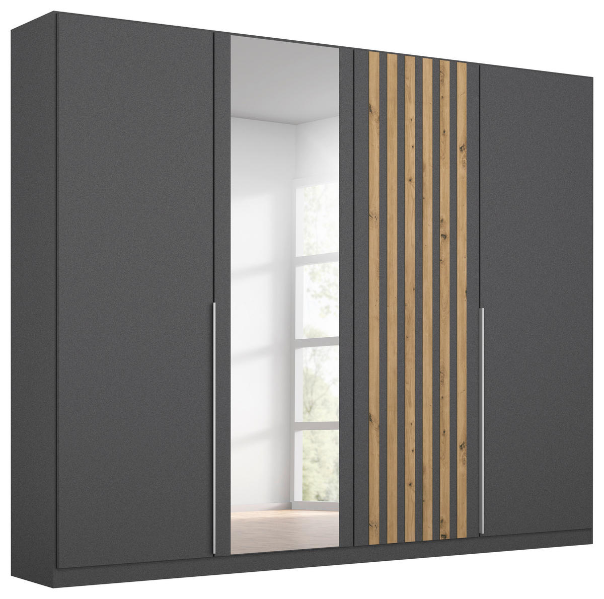 DREHTÜRENSCHRANK 226/210/54 cm 4-türig Grau  - Alufarben/Eiche Artisan, MODERN, Holzwerkstoff/Metall (226/210/54cm) - Rauch Möbel