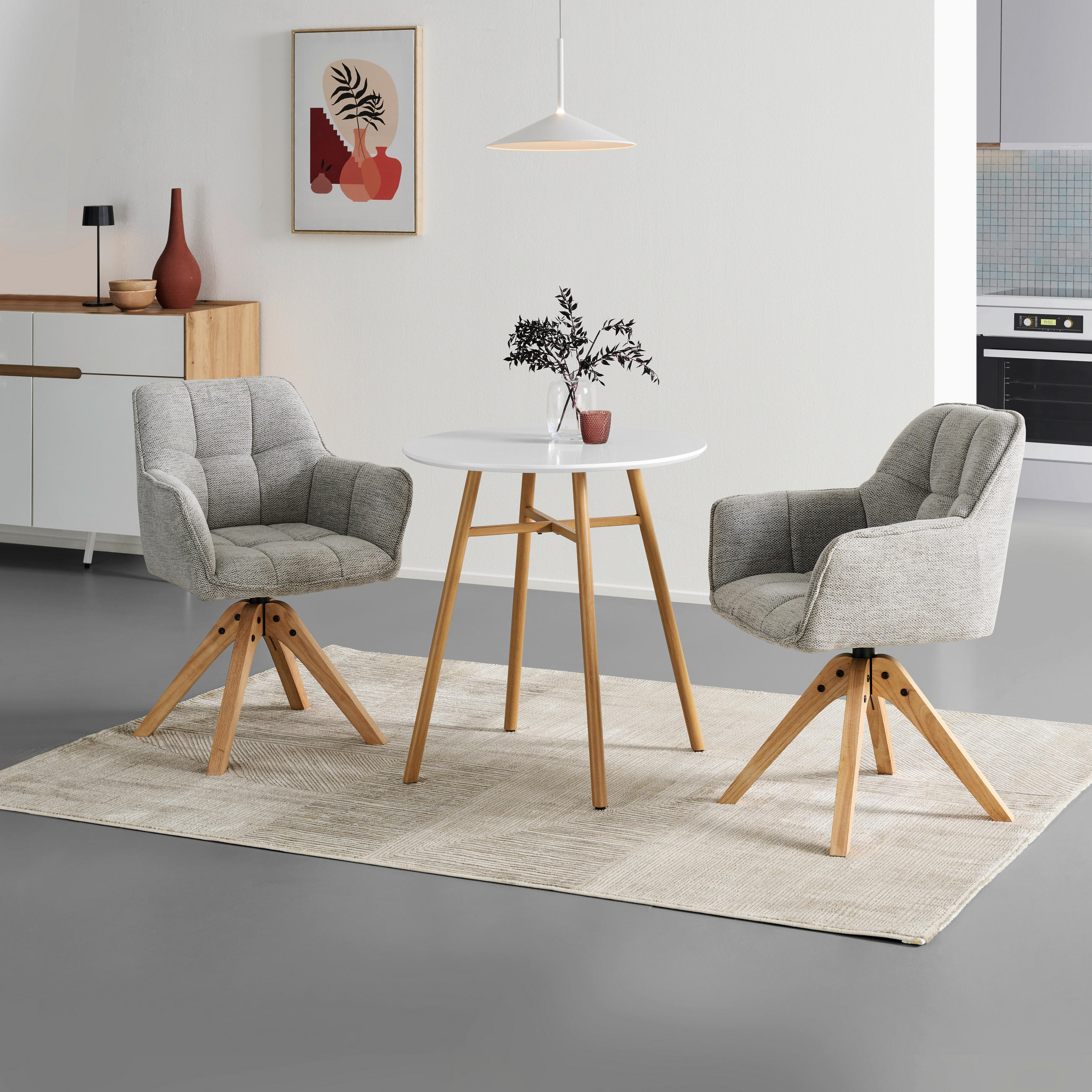 ESSTISCH in Metall, Holzwerkstoff  - Eichefarben/Weiß, LIFESTYLE, Holzwerkstoff/Metall (70/75/70cm) - MID.YOU