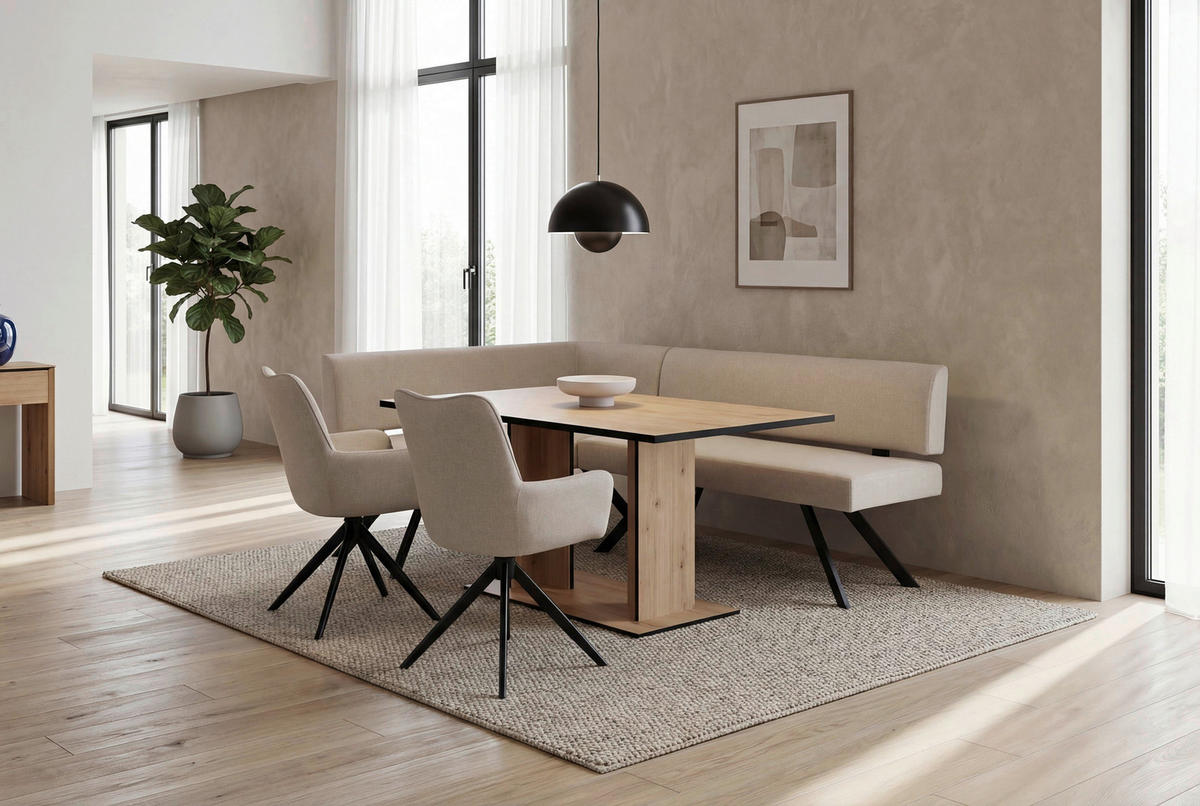 ECKBANK 85/182 cm Taupe   - Taupe/Schwarz, MODERN, Textil/Metall (85/182cm) - MID.YOU