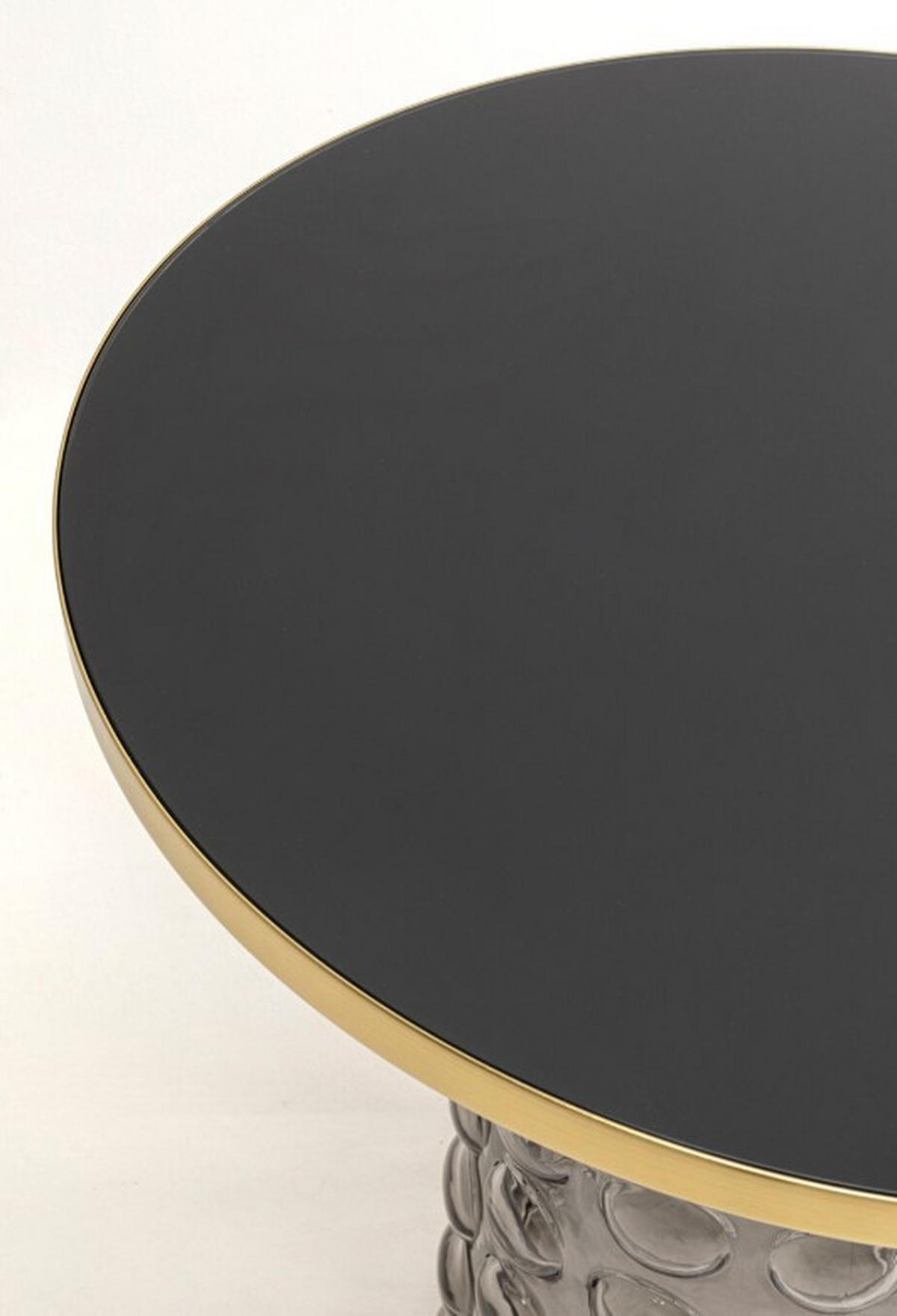 BEISTELLTISCH 50/50/52 cm Grau, Goldfarben rund  - Goldfarben/Grau, Design, Glas/Metall (50/50/52cm) - Kare-Design