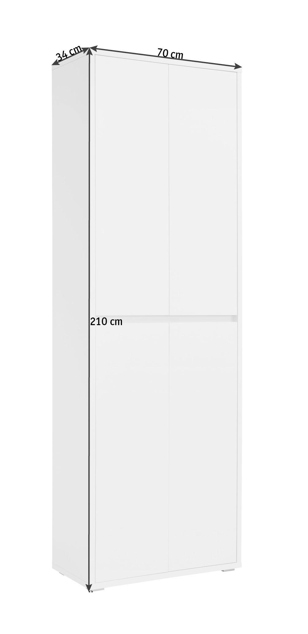 SCHUHSCHRANK Weiß  - Weiß, KONVENTIONELL, Holzwerkstoff (70/210/34cm) - Xora