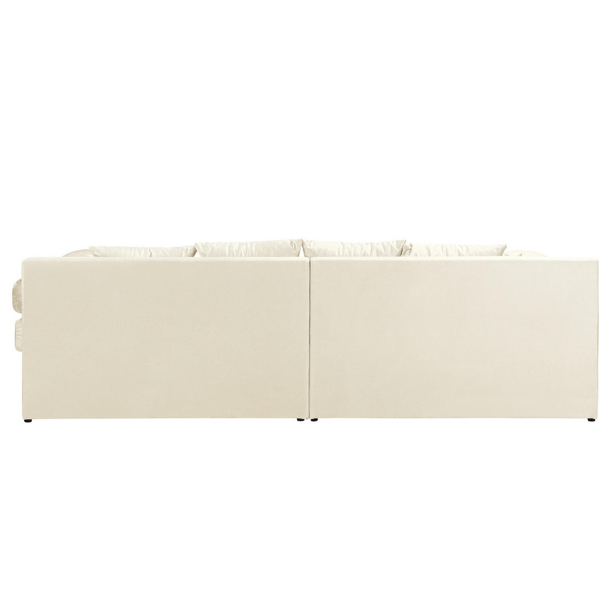 ECKSOFA Naomi in Velours Beige Rückenkissen  243/284 cm  - Beige/Schwarz, Design, Kunststoff/Textil (243/284cm) - P & B