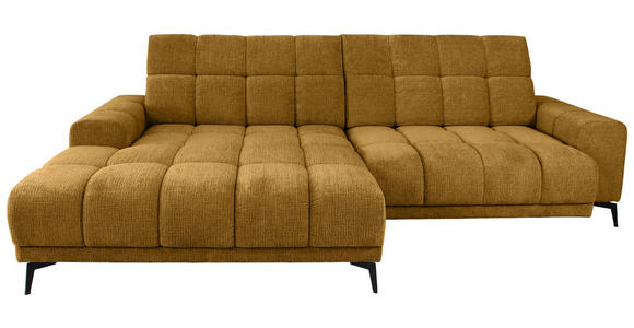 ECKSOFA inkl.Funktionen Senfgelb Chenille  - Senfgelb/Schwarz, MODERN, Textil/Metall (195/300cm) - Xora