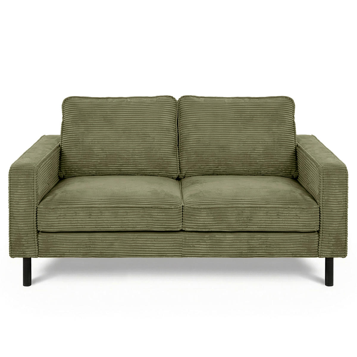 2-SITZER-SOFA Cord Olivgrün  - Schwarz/Olivgrün, Design, Textil/Metall (148/85/92cm) - Livetastic