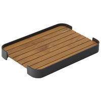 TABLETT Holz, Metall Teakholz  - Graphitfarben/Teakfarben, Design, Holz/Metall (48/5/32,5cm) - Zebra 