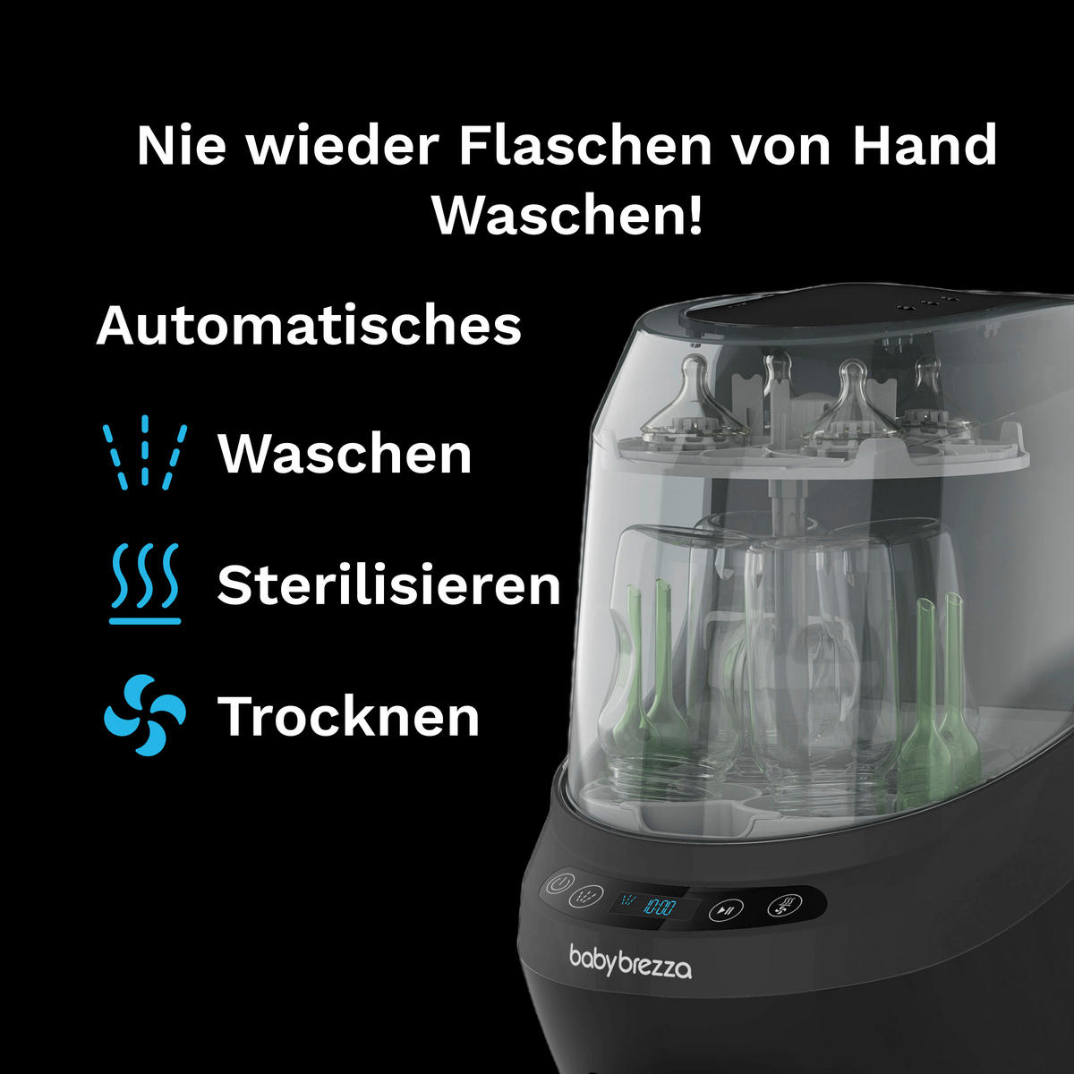 DAMPFSTERILISATOR Bottle Washer Pro  - Transparent/Schwarz, Basics, Kunststoff (25/40/47.5cm) - Baby Brezza