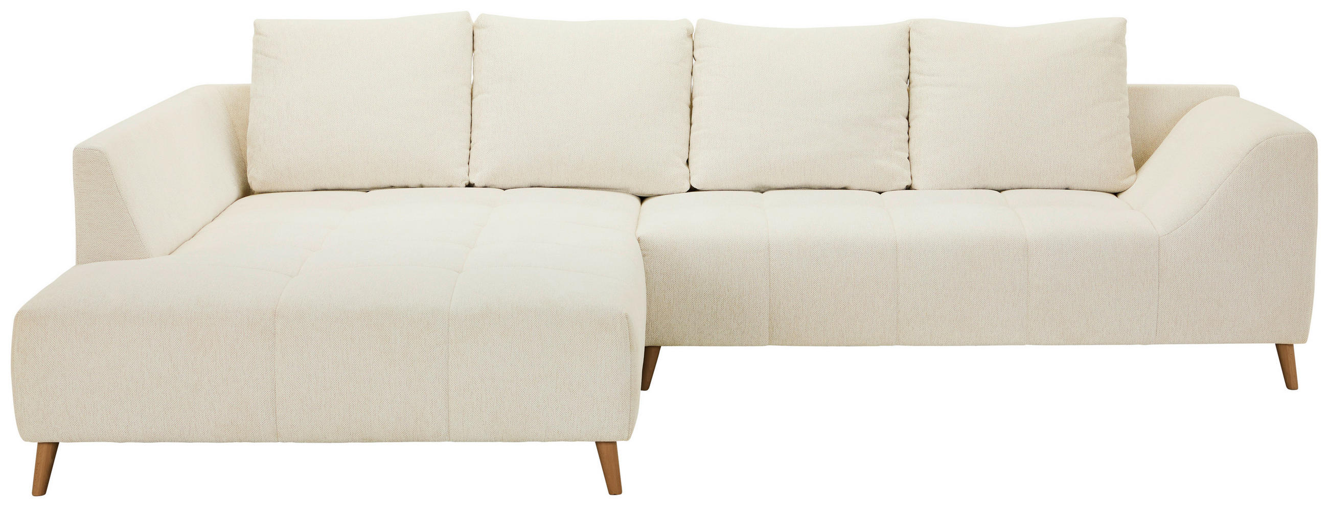 ECKSOFA Creme Flachgewebe  - Buchefarben/Creme, KONVENTIONELL, Holz/Textil (202/306cm) - Carryhome