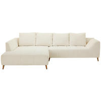 ECKSOFA Creme Flachgewebe  - Buchefarben/Creme, KONVENTIONELL, Holz/Textil (202/306cm) - Carryhome