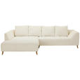 ECKSOFA  in Flachgewebe Creme  202/306 cm  - Buchefarben/Creme, KONVENTIONELL, Holz/Textil (202/306cm) - Carryhome