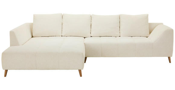 ECKSOFA  in Flachgewebe Creme  202/306 cm  - Buchefarben/Creme, KONVENTIONELL, Holz/Textil (202/306cm) - Carryhome