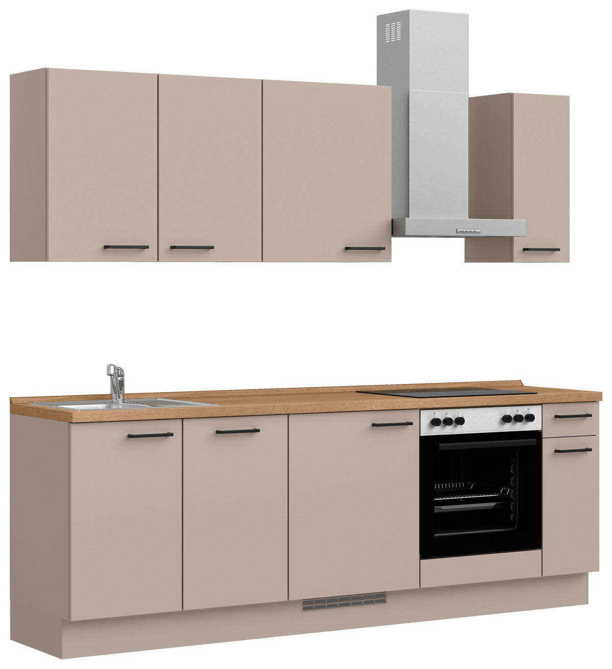 KÜCHENBLOCK Easytouch 240 cm  in Eichefarben, Sandfarben  - Sandfarben/Eichefarben, MODERN, Holzwerkstoff/Metall (240cm) - Nobilia