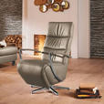 RELAXSESSEL in Leder Braun  - Chromfarben/Braun, Design, Leder/Metall (64/112/80cm) - Cantus