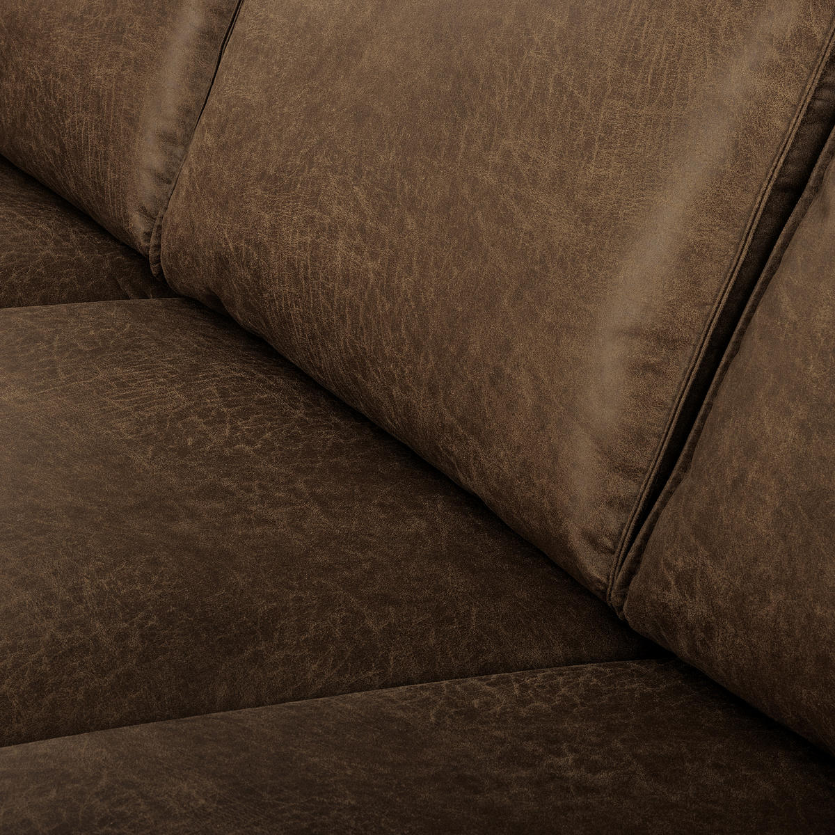 ECKSOFA Dunkelbraun Echtleder Lederlook Rücken echt  - Dunkelbraun/Schwarz, Design, Leder/Textil (166/238cm) - Livetastic