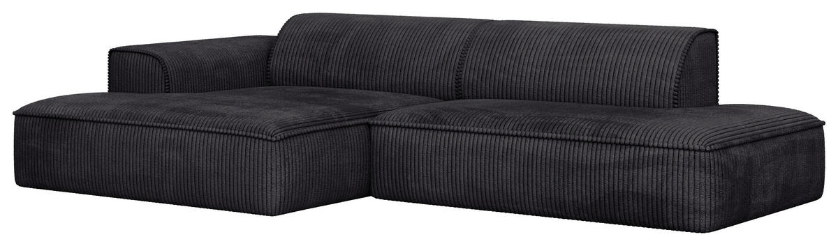 ECKSOFA BILLUND Anthrazit Cord Nierenkissen  - Anthrazit/Schwarz, KONVENTIONELL, Kunststoff/Textil (294/165cm) - Livetastic