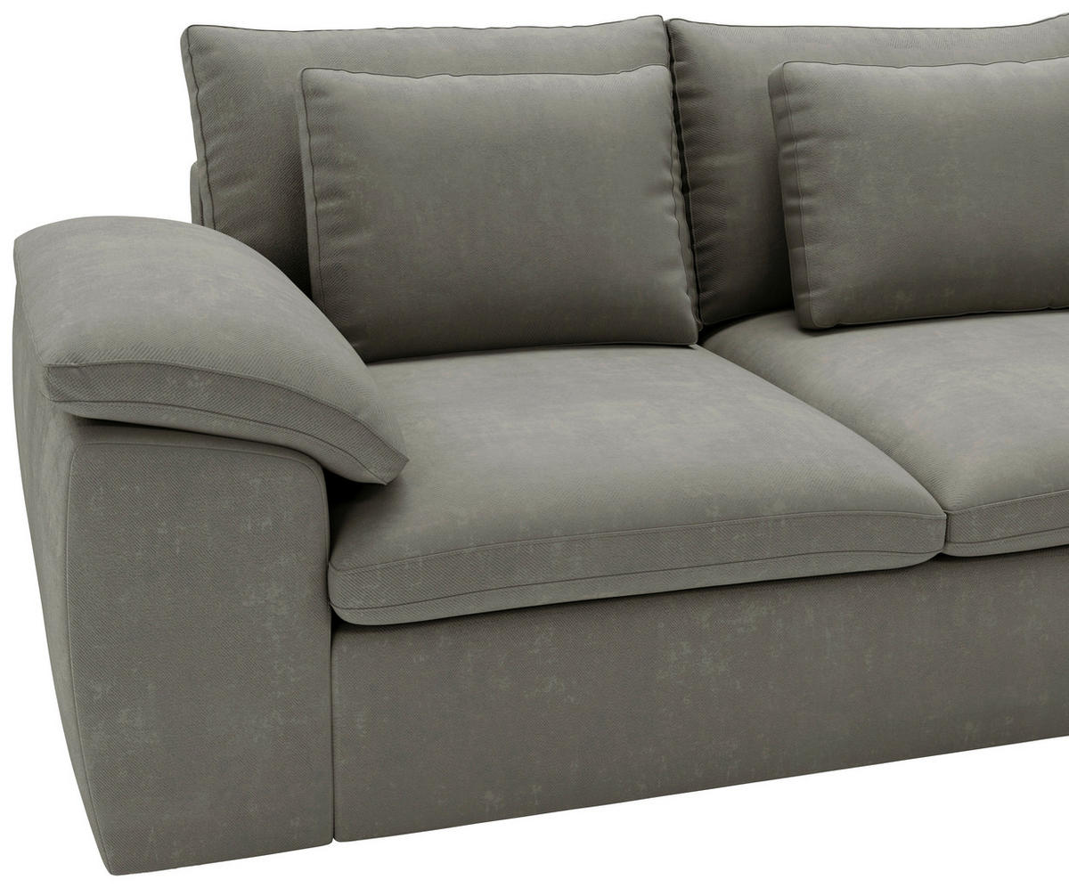 ECKSOFA Chenille Grau  - Schwarz/Grau, Design, Kunststoff/Textil (289/216cm) - Livetastic