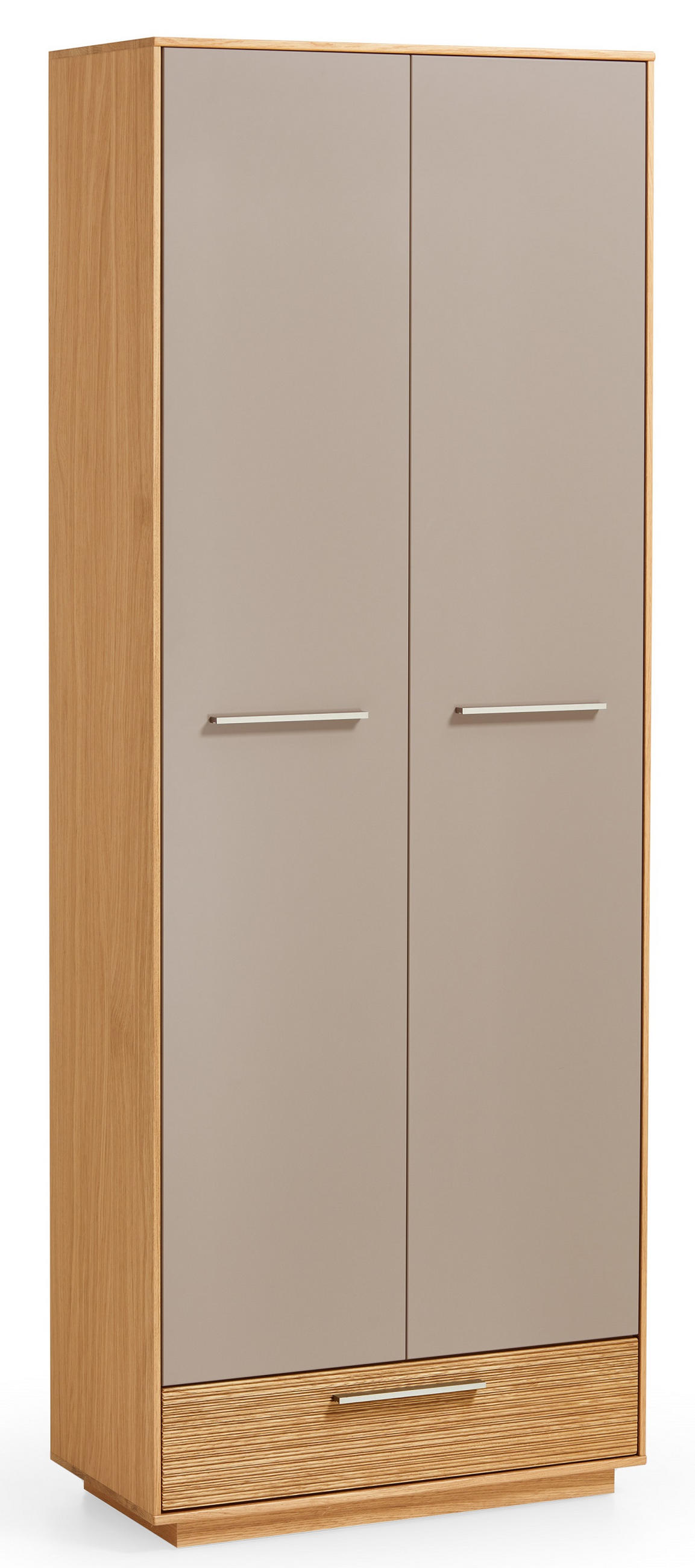 GARDEROBENSCHRANK Eiche furniert, teilmassiv Taupe, Eichefarben - Taupe/Eichefarben, Design, Holz/Holzwerkstoff (72/193/37cm)