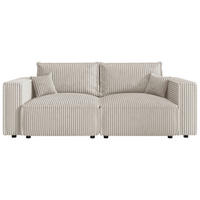 SCHLAFSOFA Cord Creme  inkl. Zierkissen, Bettkasten, Schlaffunktion  - Creme/Schwarz, MODERN, Kunststoff/Textil (250/68/104cm) - Xora