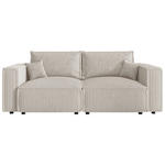 SCHLAFSOFA Cord Creme  inkl. Zierkissen, Bettkasten, Schlaffunktion  - Creme/Schwarz, MODERN, Kunststoff/Textil (250/68/104cm) - Xora