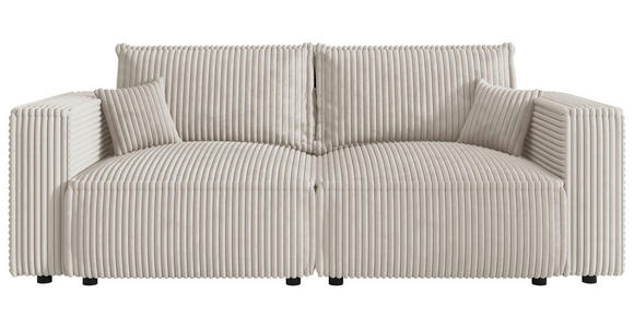 SCHLAFSOFA Cord Creme  inkl. Zierkissen, Bettkasten, Schlaffunktion  - Creme/Schwarz, MODERN, Kunststoff/Textil (250/68/104cm) - Xora
