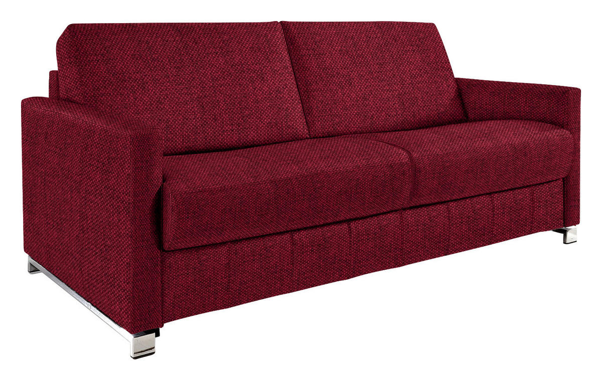 SCHLAFSOFA in Textil Rot  - Chromfarben/Rot, Design, Textil/Metall (185/84/100cm) - Bali