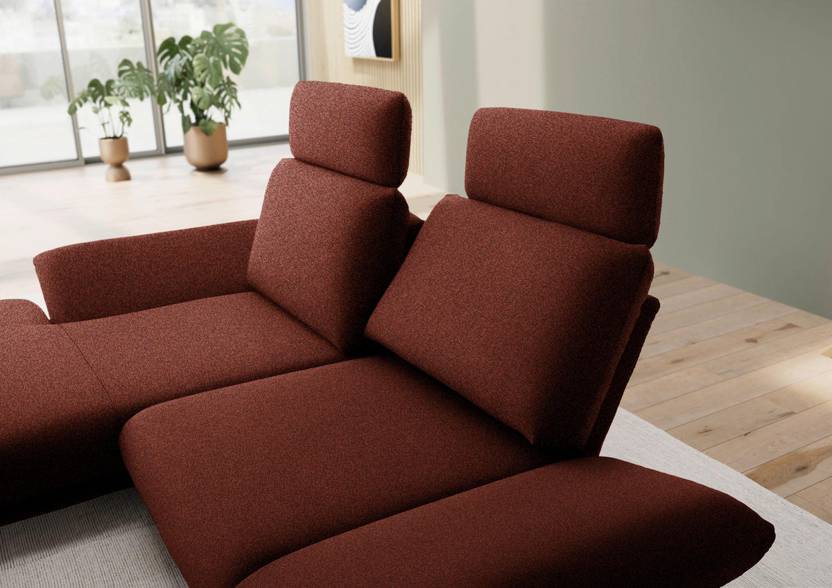 ECKSOFA  in Flachgewebe Rotorange  155/234 cm  - Rotorange/Schwarz, Design, Textil/Metall (155/234cm) - Dieter Knoll