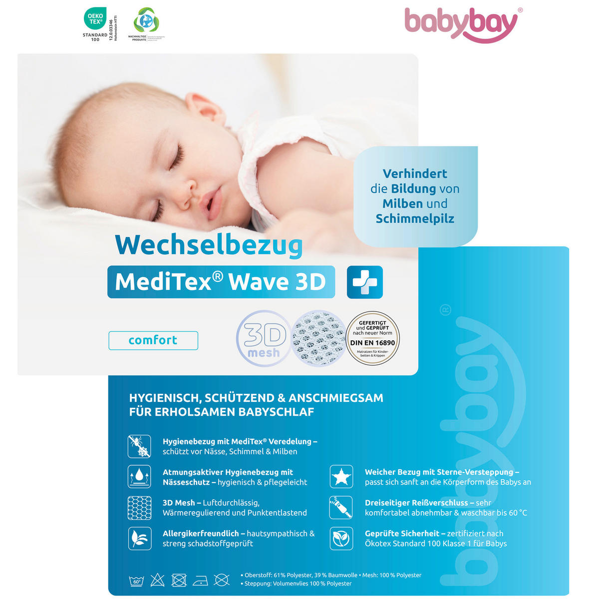 MATRATZENBEZUG    - Weiß, Basics (81/39,5/5cm) - Babybay