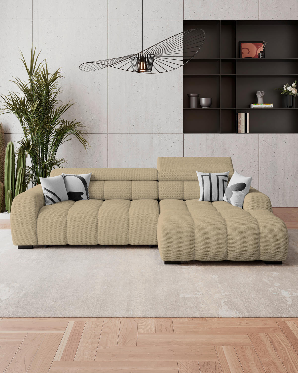 HÖRNSOFFA i vävt tyg taupe  - svart/taupe, Trend, textil/plast (285/168cm) - Livetastic