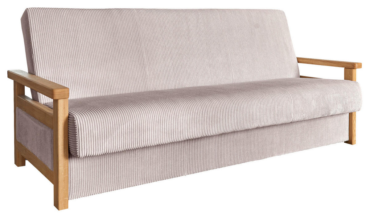 SCHLAFSOFA in Cord Rosa  - Naturfarben/Rosa, Design, Holz/Textil (220/90/90cm) - P & B