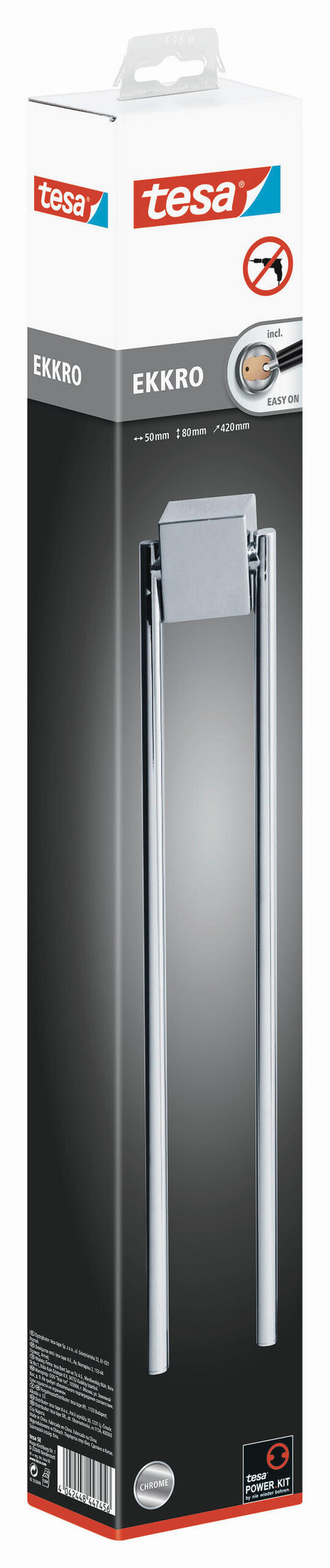 HANDTUCHHALTER Chromfarben  - Chromfarben, Basics, Metall (42/8/5cm) - Tesa