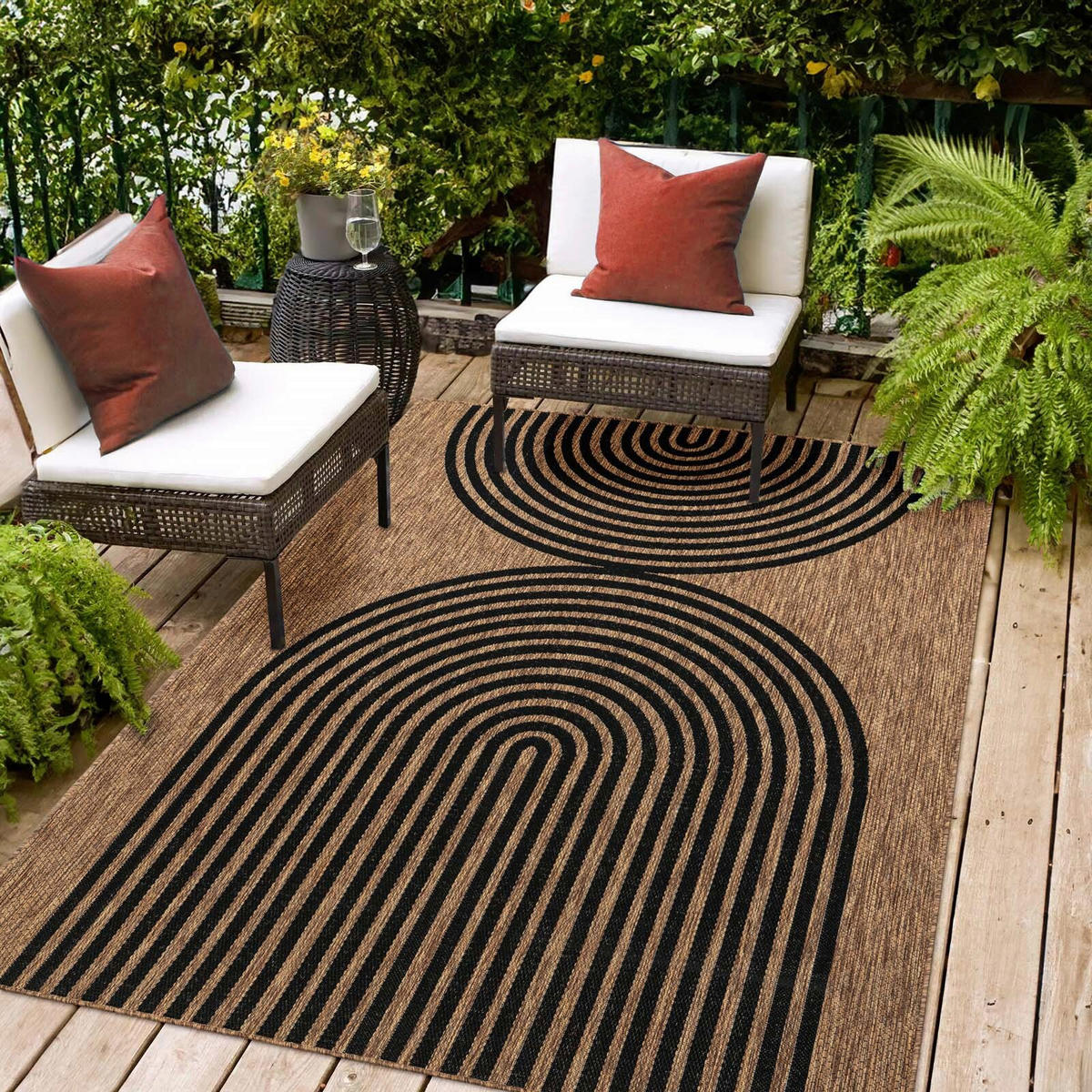 OUTDOORTEPPICH  für Terrasse und Balkon 140/200 cm Columbia Fashion Schwarz  - Schwarz, Basics, Textil (140/200cm) - Novel