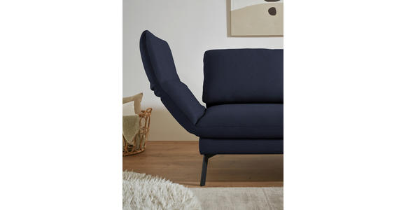 ECKSOFA  in Flachgewebe Blau Armteilverstellung, Relaxfunktion, Drehsitzfunktion  255-365/175-224 cm  - Blau/Schwarz, Design, Textil/Metall (255-365/175-224cm) - Dieter Knoll