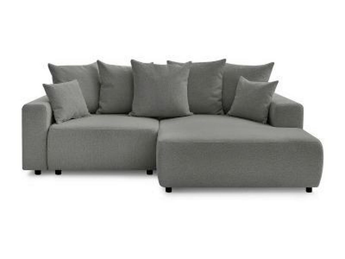 ECKSOFA Ottomane rechts  ATILLA Dunkelgrau Flachgewebe  - Dunkelgrau/Schwarz, MODERN, Kunststoff/Textil (244/149cm)
