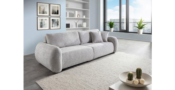 SCHLAFSOFA Flachgewebe Grau  inkl. Zierkissen, Rückenkissen, Bettkasten, Schlaffunktion, Rücken echt, Liegefläche im Originalstoff  - Schwarz/Grau, KONVENTIONELL, Kunststoff/Textil (250/74/92cm) - Carryhome
