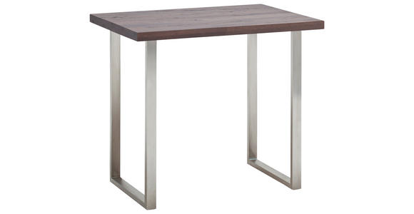 BARTISCH Eiche massiv rechteckig Eichefarben, Edelstahlfarben  - Edelstahlfarben/Eichefarben, Design, Holz/Metall (140/80/95cm) - Novel