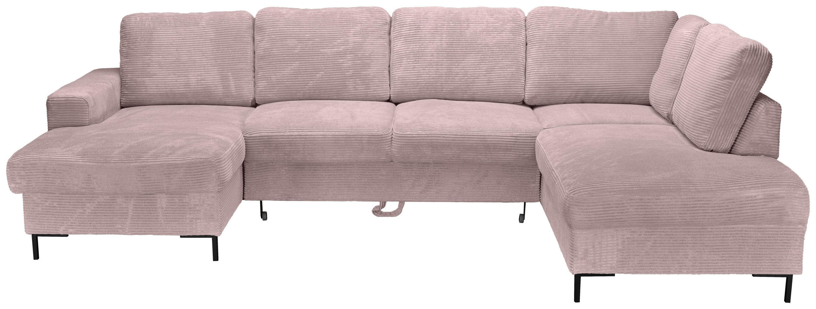 WOHNLANDSCHAFT Altrosa Cord  - Schwarz/Altrosa, KONVENTIONELL, Textil/Metall (148/303/197cm) - Carryhome